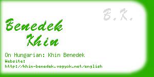 benedek khin business card